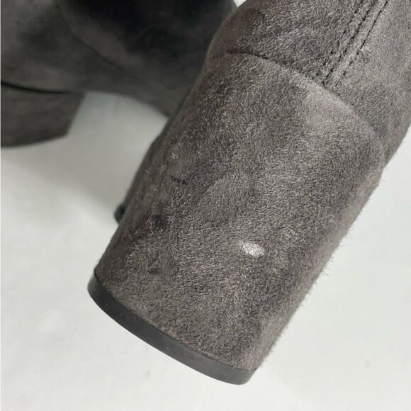 Stuart Weitzman Gray Suede Over-the-Knee Boots Sz 7 Almond Toe Block Heel Shoes - Picture 9 of 12